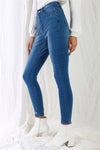 Mid Blue High-waisted With Rips Skinny Denim Jeans